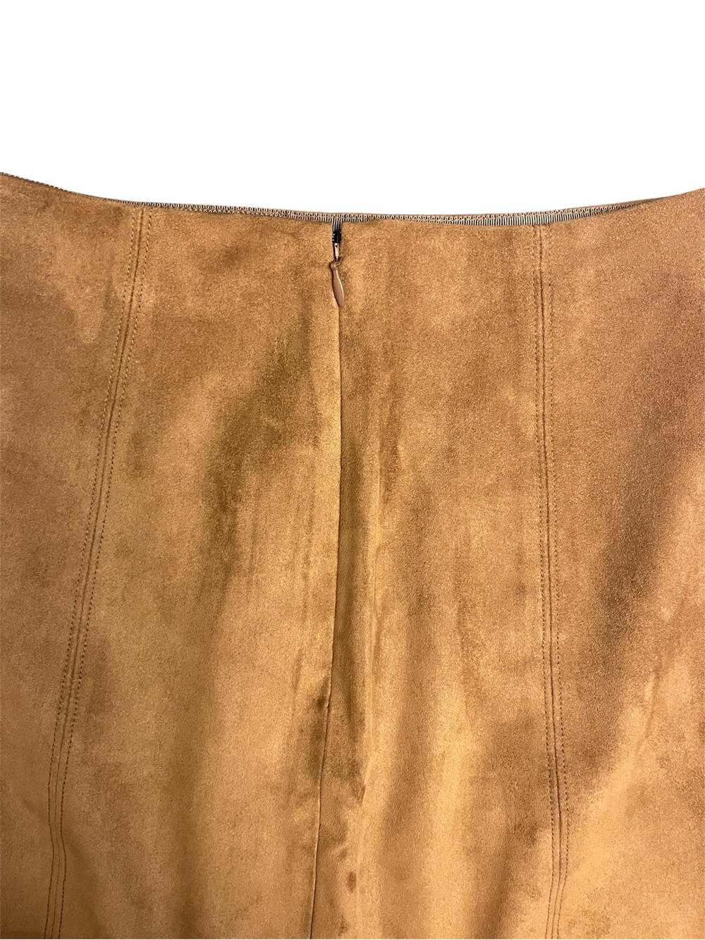Aritzia Babaton Faux Suede Mini Skirt Dark Camel Size 4 - Picture 7 of 12